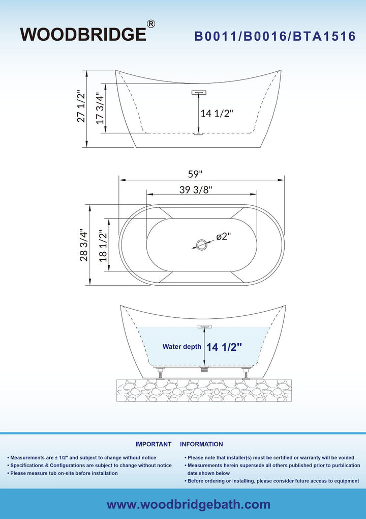 Jaxon 59 in. Acrylic FlatBottom Double Slipper Bathtub with Brushed Nickel Overflow and Drain Included in White