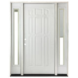 68 in. x 80 in. 9-Panel Primed White Left-Hand Steel Prehung Front Door with 14 in. Mini Blind Sidelites 4 in. Wall - Super Arbor