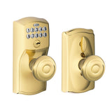 Camelot Satin Nickel Electronic Door Lock with Georgian Door Knob Featuring Flex Lock - Super Arbor