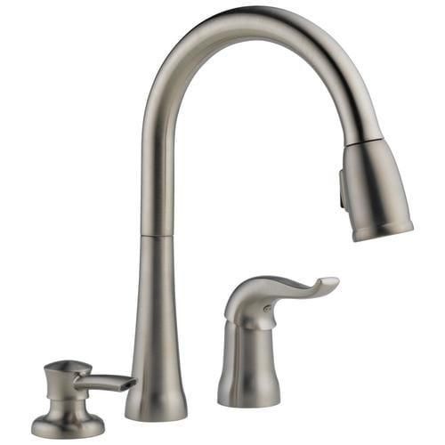 Delta Kate Stainless 1-Handle Deck-Mount Pull-Down Handle Kitchen Faucet