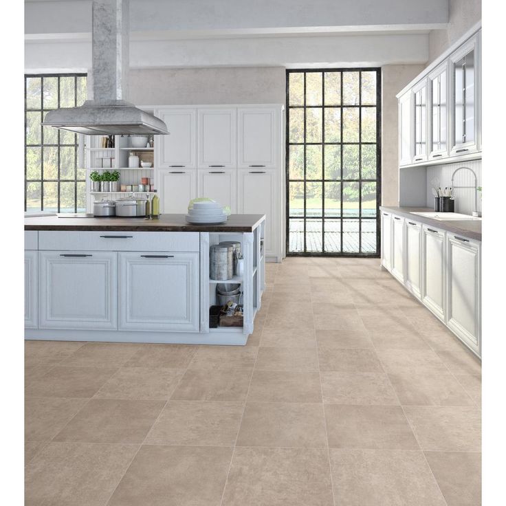 TrafficMASTER Brushed Limestone Neutral Residential Vinyl Sheet, Sold by 12 ft. Wide x Custom Length