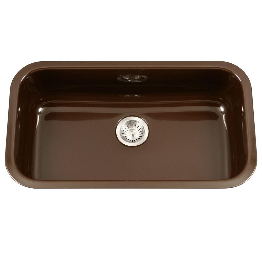 Porcela Series Undermount Porcelain Enamel Steel 31 in. Large Single Bowl Kitchen Sink in White - Super Arbor