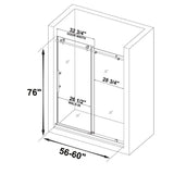 Blofield 56 in. to 60 in. x 76 in. Frameless Sliding Shower Door with Shatter Retention Glass in Chrome