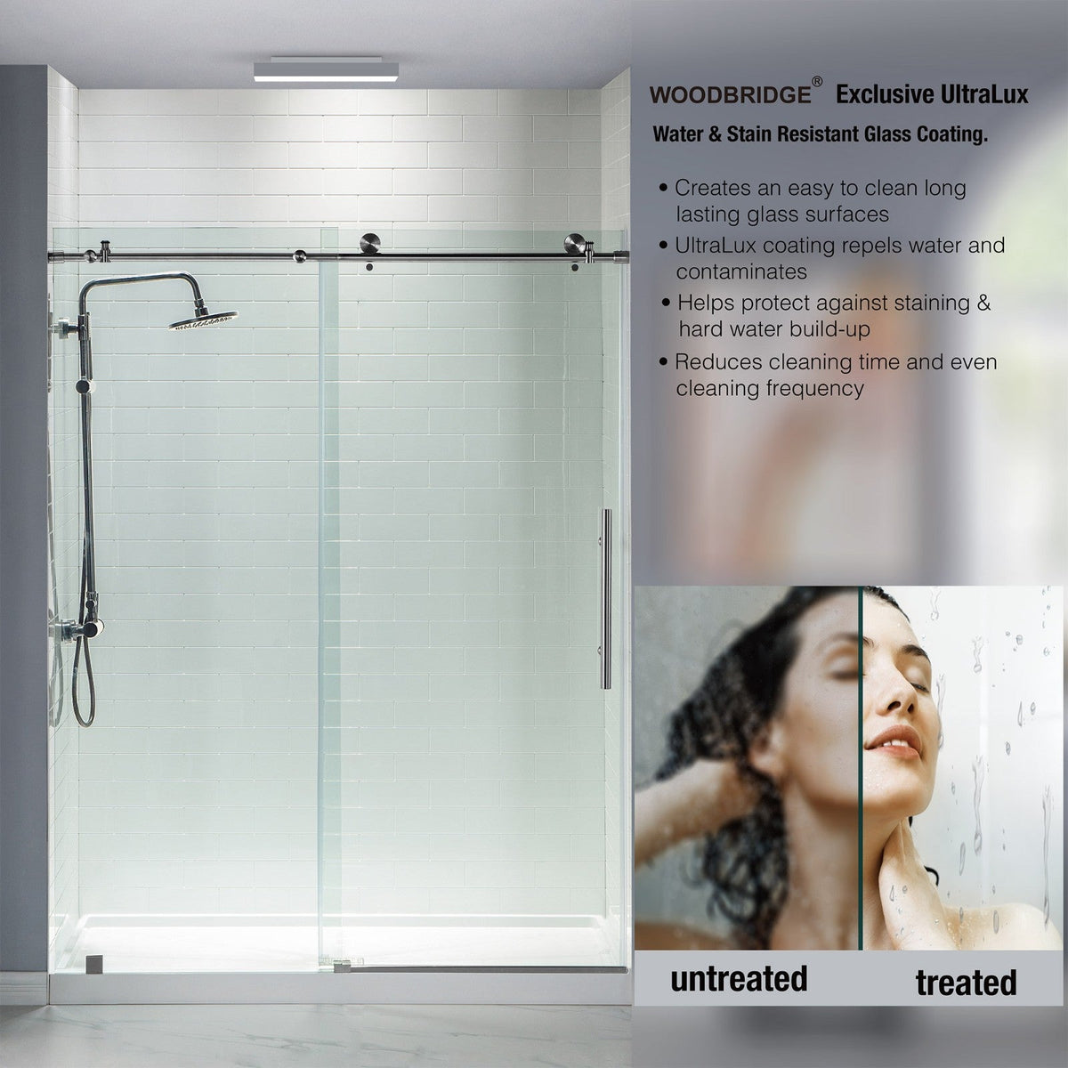 Blofield 56 in. to 60 in. x 76 in. Frameless Sliding Shower Door with Shatter Retention Glass in Chrome