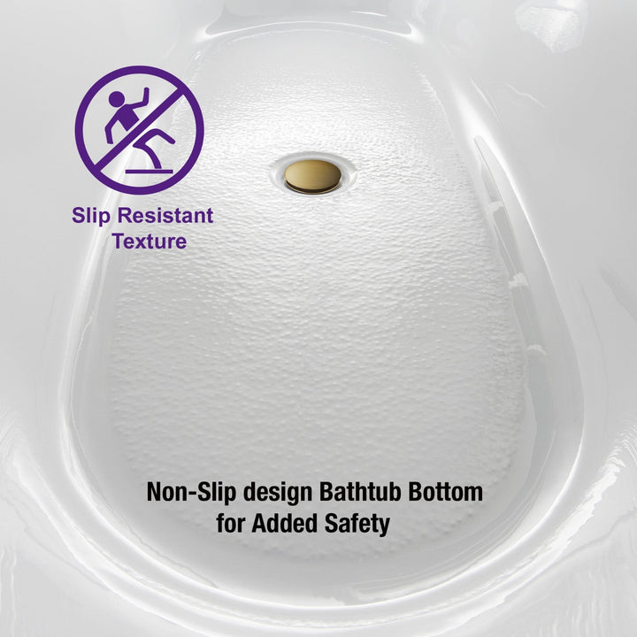 Saber 67 in. Acrylic FlatBottom Double Slipper Bathtub with Brushed Nickel Overflow and Drain Included in White
