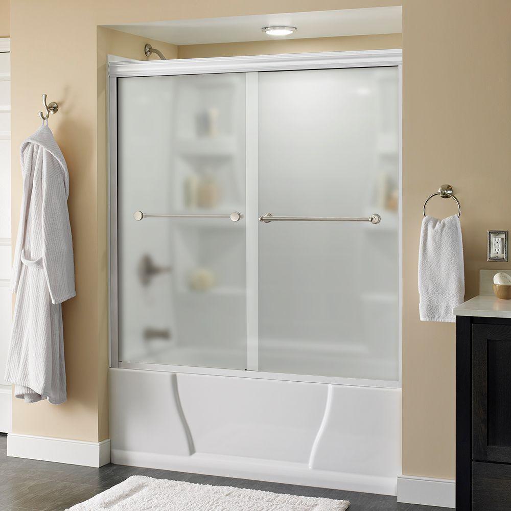 Crestfield 60 in. x 58-1/8 in. Traditional Semi-Frameless Sliding Bathtub Door in Bronze and 1/4 in. (6mm) Clear Glass - Super Arbor