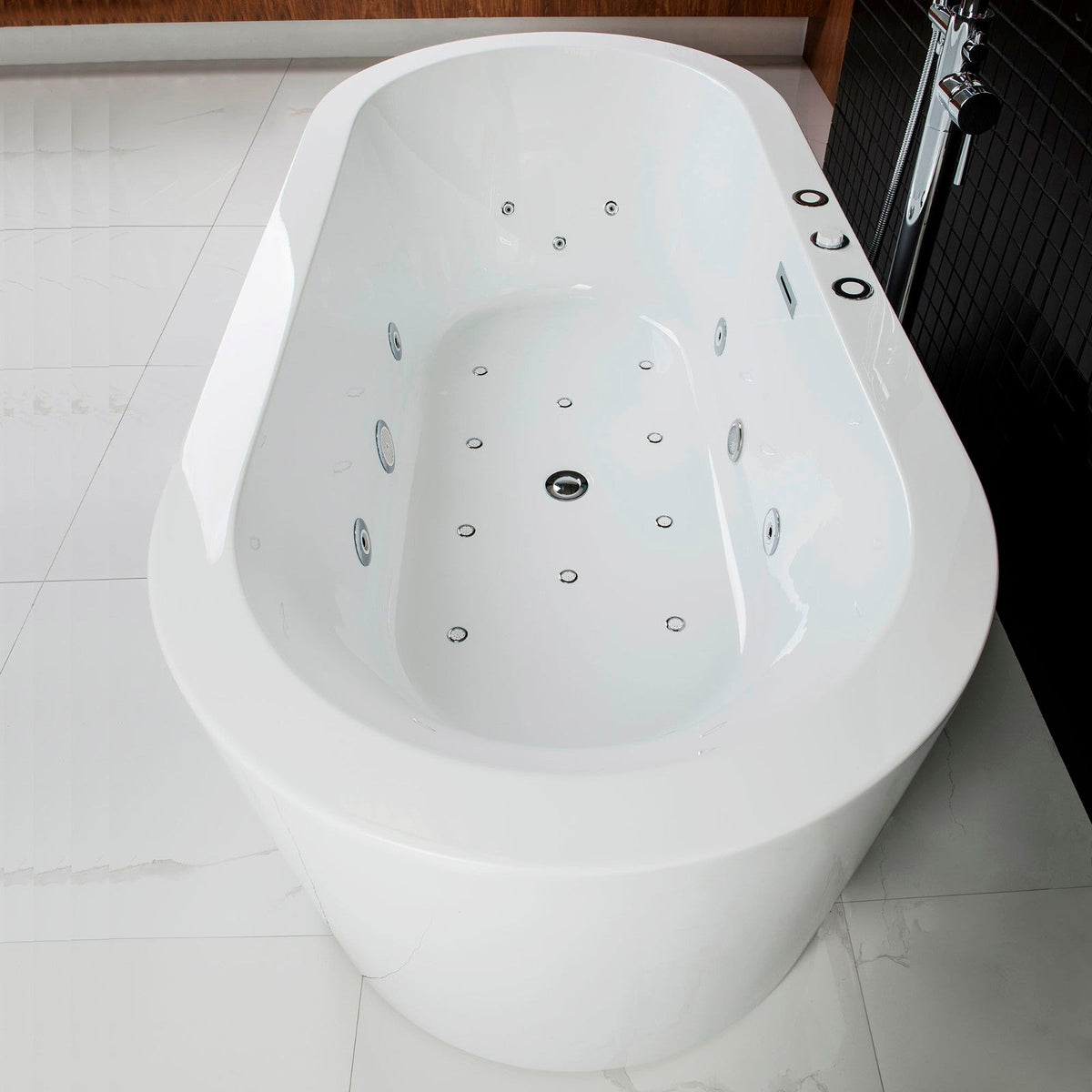 WOODBRIDGE Andria 67 in. Acrylic Freestanding Whirlpool & Air Bathtub with Drain and Overflow, White