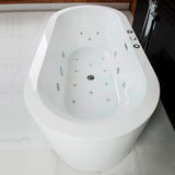 WOODBRIDGE Andria 67 in. Acrylic Freestanding Whirlpool & Air Bathtub with Drain and Overflow, White