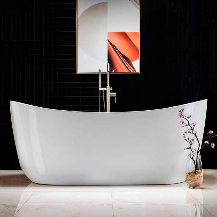 WOODBRIDGE 71 in. x 35 in. Acrylic Freestanding Double Slipper Whirlpool and Air Bathtub with Drain and Overflow Included in White