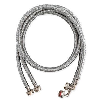 EASTMAN 2-Pack 5-ft 3/4-in Fht Inlet x 3/4-in Fht Outlet Stainless Steel Washing Machine Connector