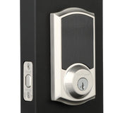 Z-Wave SmartCode Touchscreen Satin Nickel Single Cylinder Electronic Deadbolt featuring Tustin Hall/Closet Lever - Super Arbor