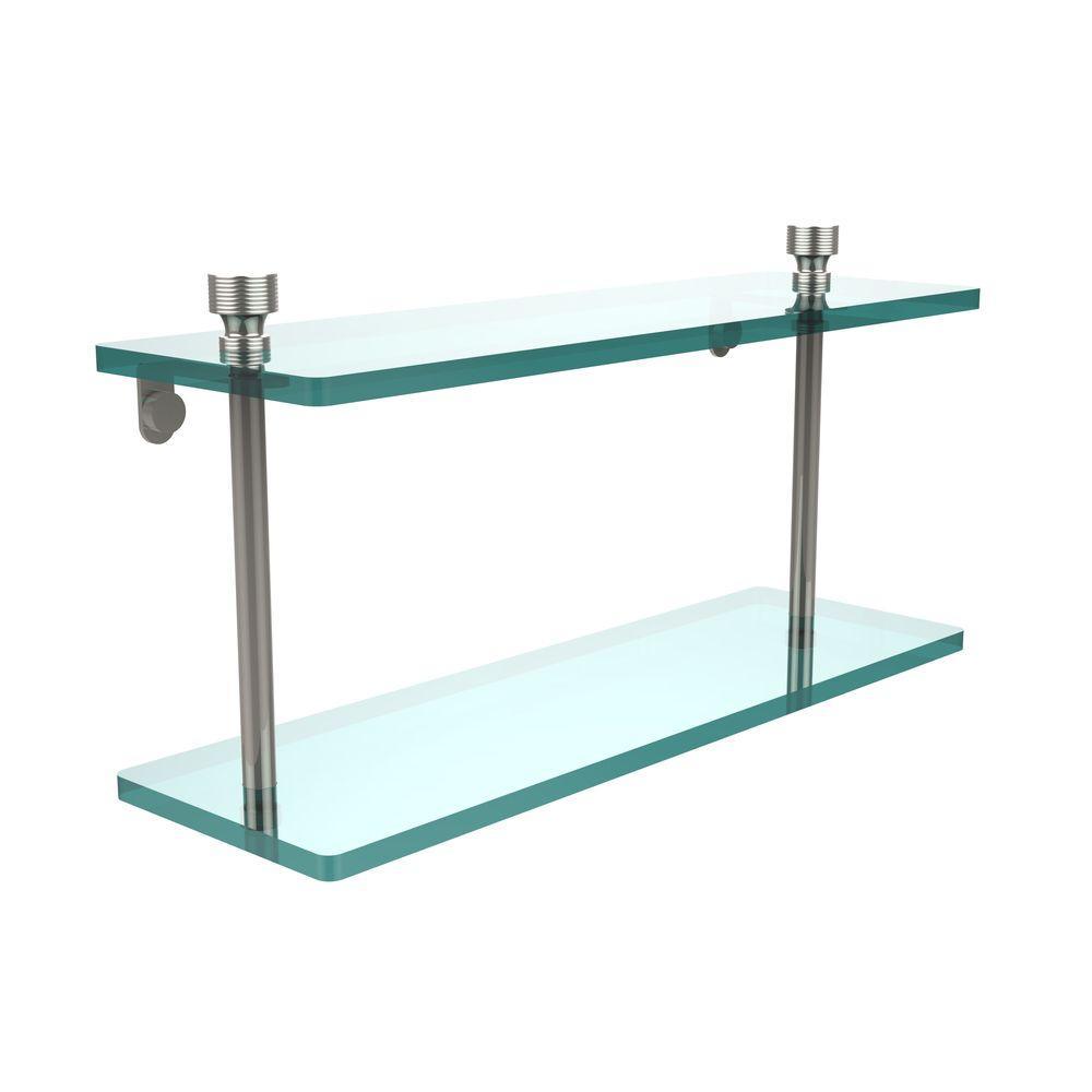 Foxtrot 16 in. L x 8 in. H x 5 in. W 2-Tier Clear Glass Bathroom Shelf in Antique Bronze - Super Arbor