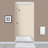 Expressions 48 in. x 48 in. x 96 in. 4-Piece Easy Up Adhesive Alcove Shower Wall Surround in Bianca - Super Arbor
