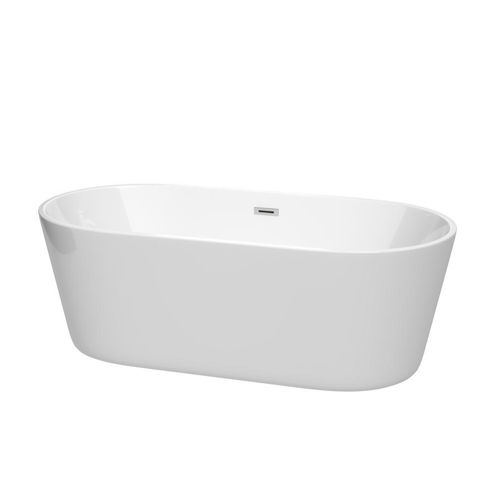 Carissa 60 in. Acrylic Flatbottom Bathtub in White with Matte Black Trim - Super Arbor