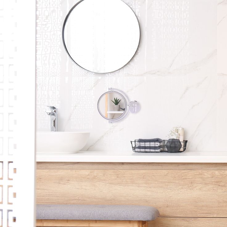 Allied Brass 8-in x 10-in Polished Chrome Double-Sided Magnifying Wall-Mounted Vanity Mirror