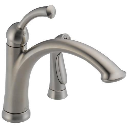 Delta Lewiston Stainless 1-Handle Deck-Mount High-Arc Handle Kitchen Faucet (Deck Plate Included)