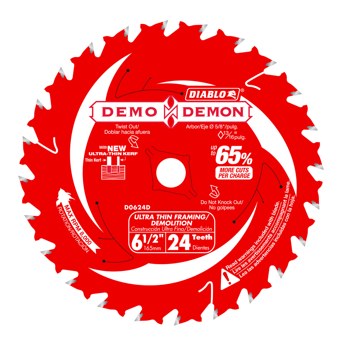 Diablo Demo Demon Ultra-Thin Framing & Demolition Saw Blade 6-1/2" 24 Teeth