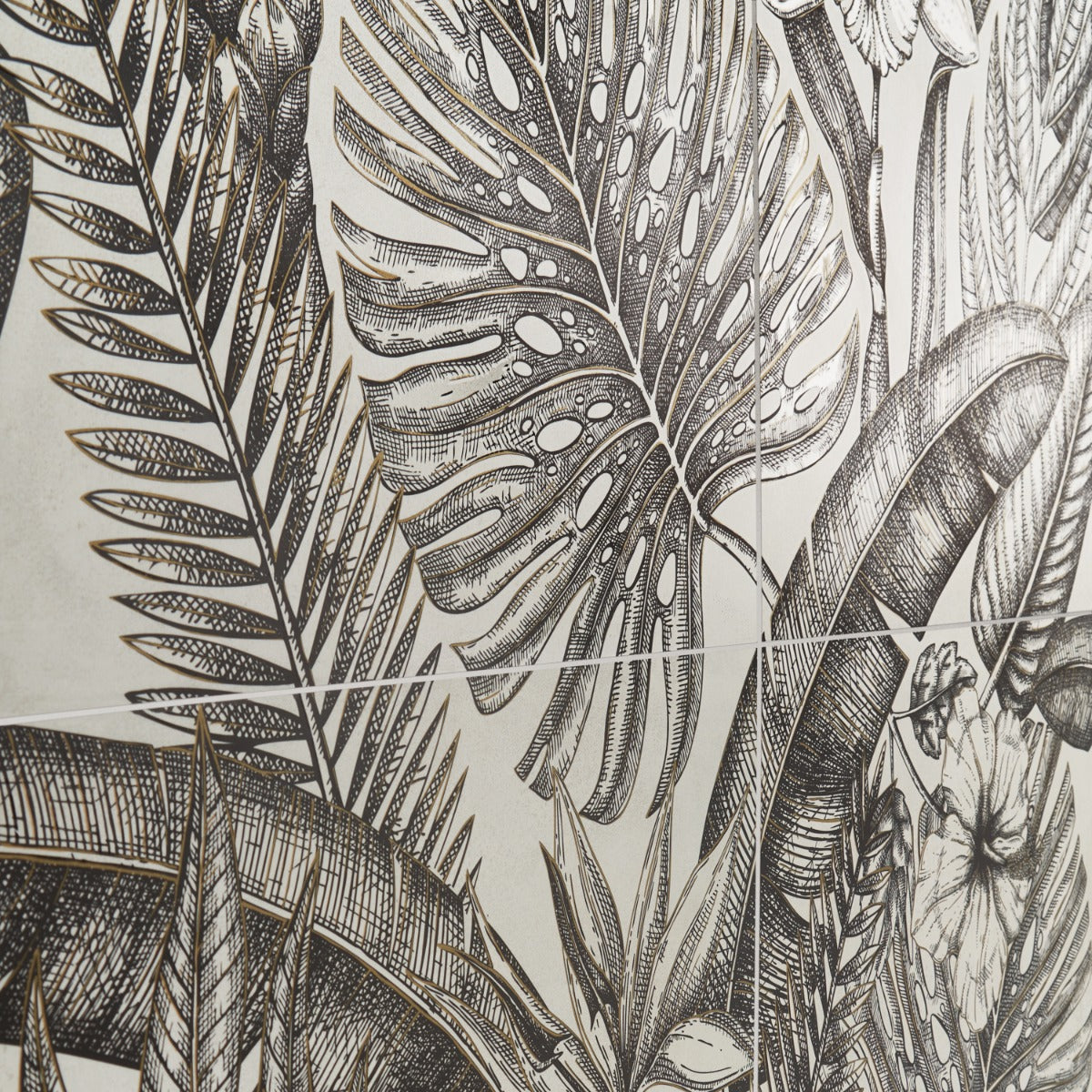 Paula Purroy Gardenia Black and White 24x48 Porcelain Tile