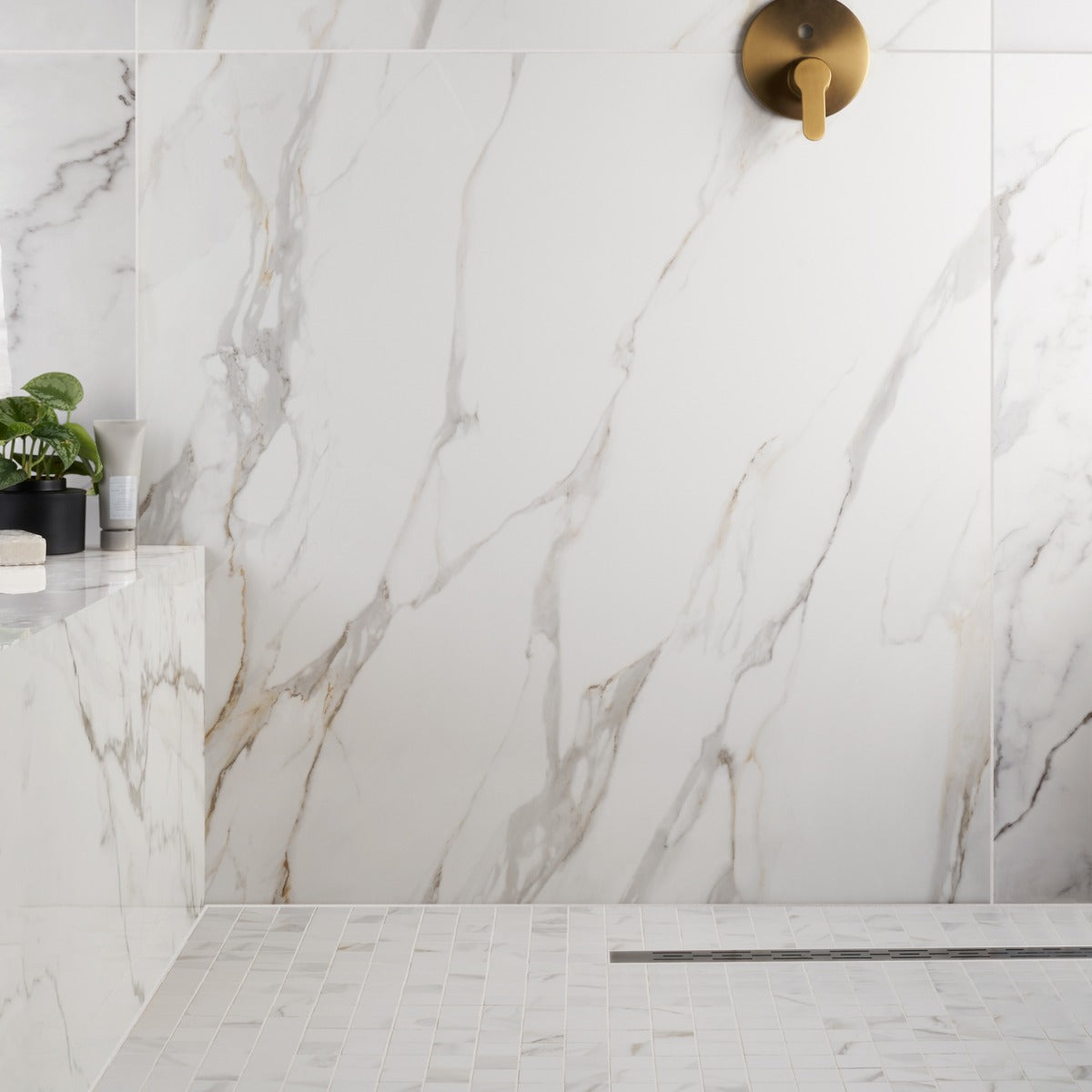 Minera Aurora Gold 48x48 Polished Porcelain Tile - Lux Tile
