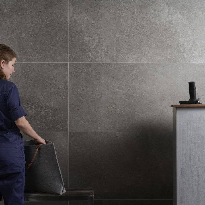 Lux Tile New Rock Fossil Dark Gray 24x48 Matte Porcelain Tile