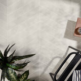 Lux Tile New Rock Perla White 4x21 Chevron Matte Porcelain Tile
