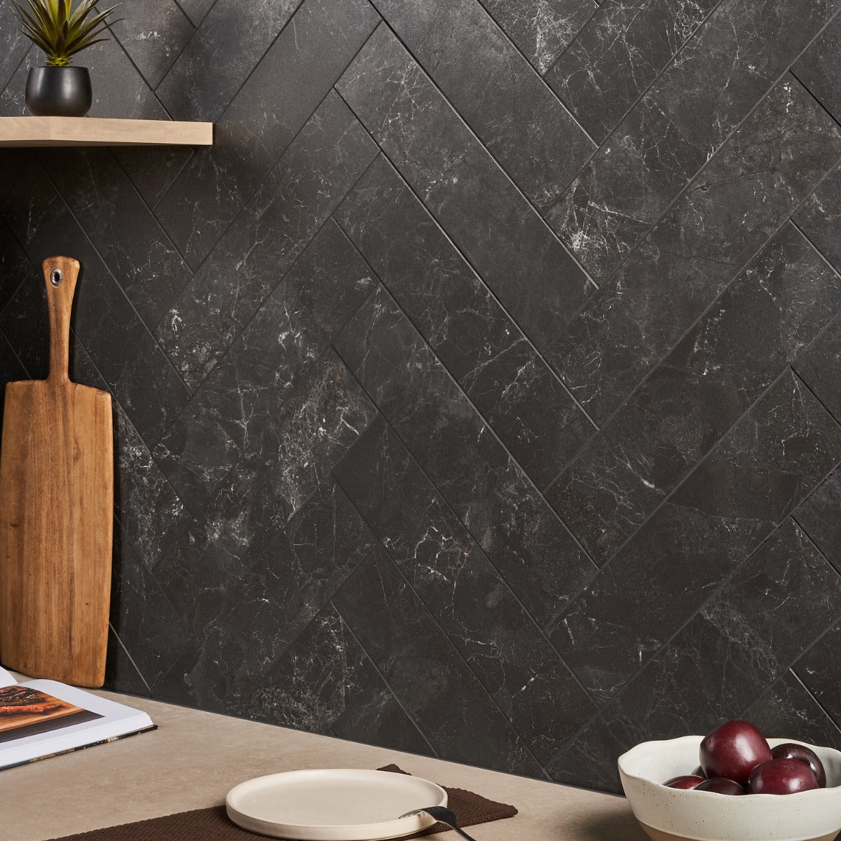 Marmo Perfetto Nero 4x16 Semi-Polished Porcelain Tile - Lux Tile