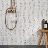 Kobe Fin Ice White Terrazzo Look Matte Porcelain Mosaic Tile