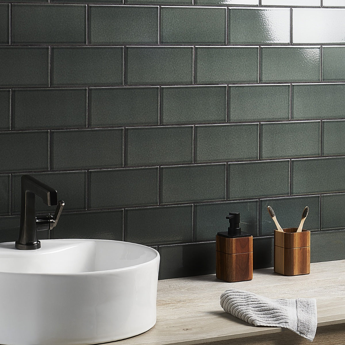 Seaside Ash Gray 4x8 Crackled Glossy Ceramic Tile - Lux Tile