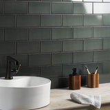 Seaside Ash Gray Crackled Glossy Ceramic Tile - 4x8