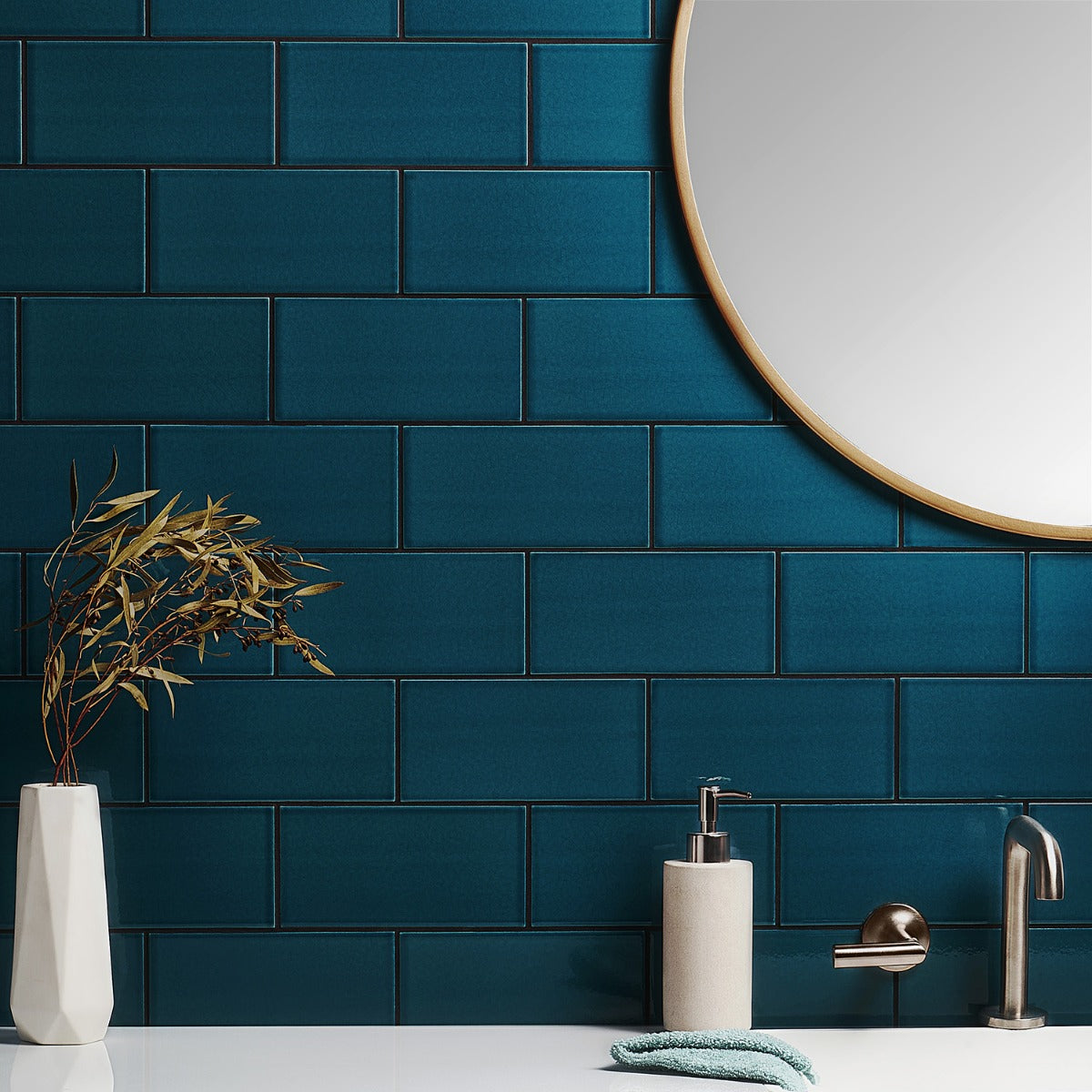 Seaside Marine Blue 4x8 Crackled Glossy Ceramic Tile - Lux Tile