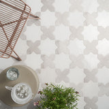 Lux Tile Parma White Polished Star and Matte Cross 6" Terracotta Look Porcelain Tile