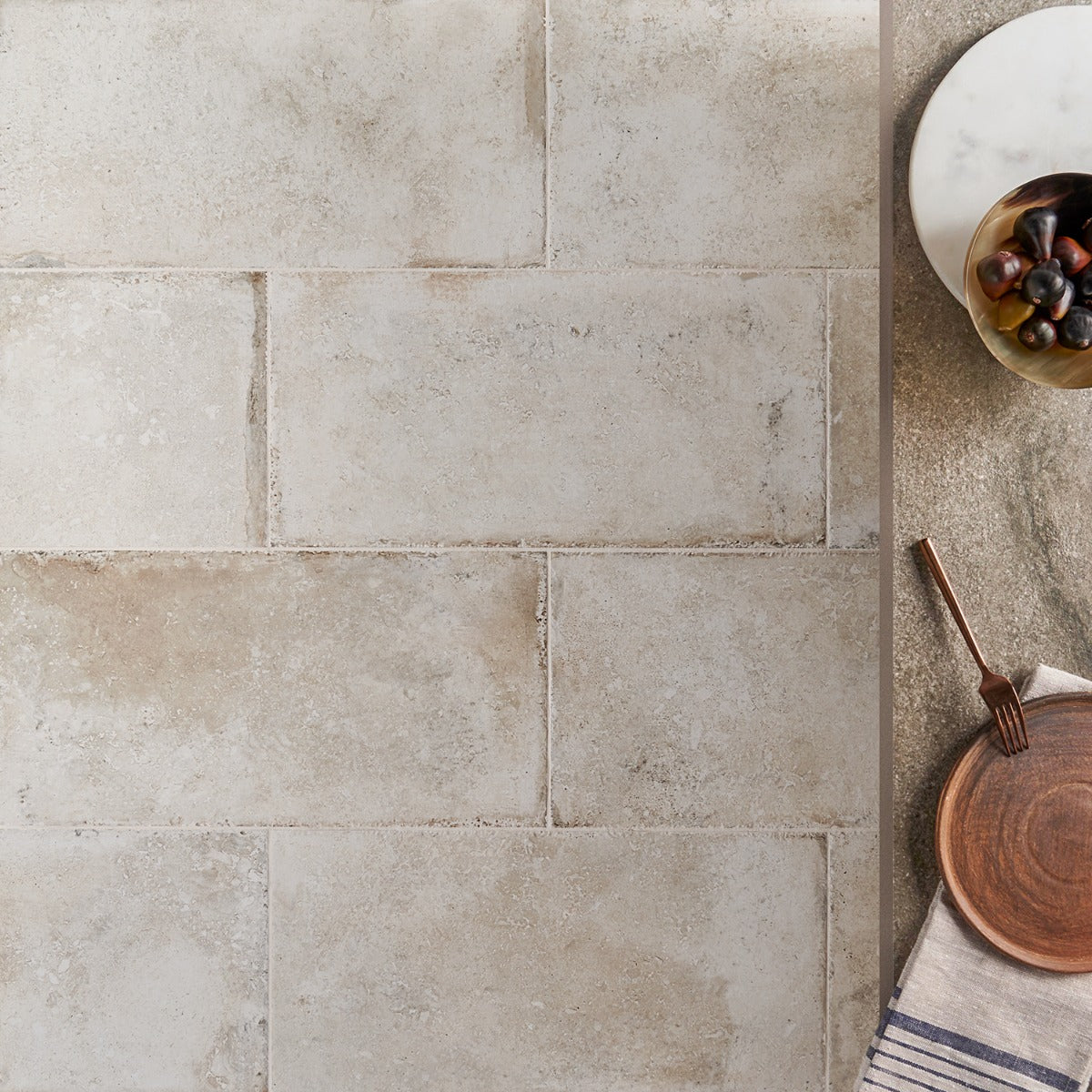 Seville Olimpia White 12x24 Matte Porcelain Tile - Travertine Look