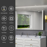 HBEZON Eos 60 in. W x 36 in. H Rectangular Aluminum Surface/Recessed Medicine Cabinet with Mirror and Light, Fog Free