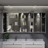 HBEZON Eos 60 in. W x 36 in. H Rectangular Aluminum Surface/Recessed Medicine Cabinet with Mirror and Light, Fog Free