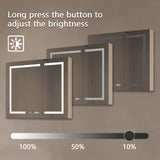 WELLFOR EX4 36-in x 30-in Lighted LED Fog Free Surface Mount Silver Mirrored Soft Close Medicine Cabinet with Outlet