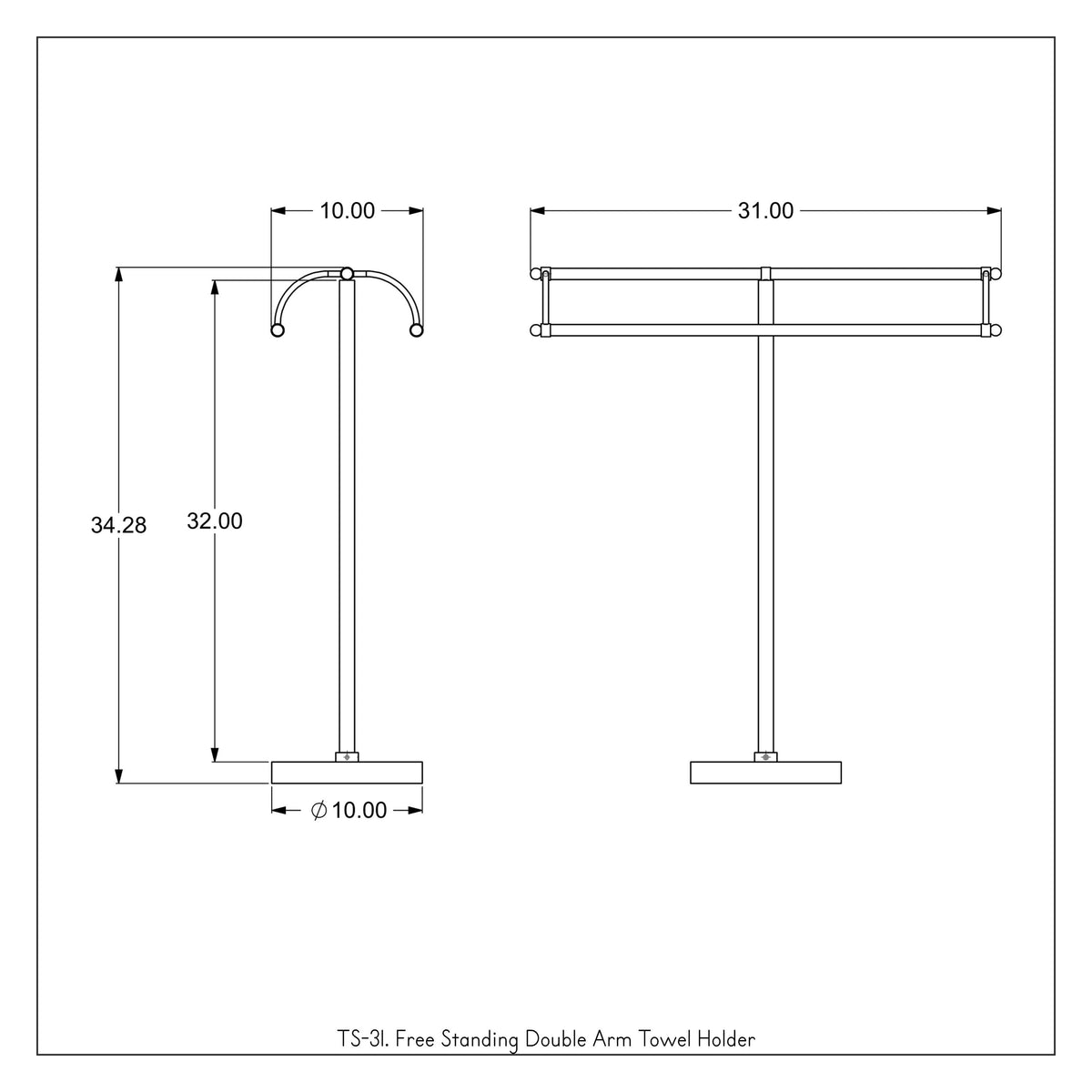 Allied Brass Free Standing Double Arm Towel Holder in Polished Nickel