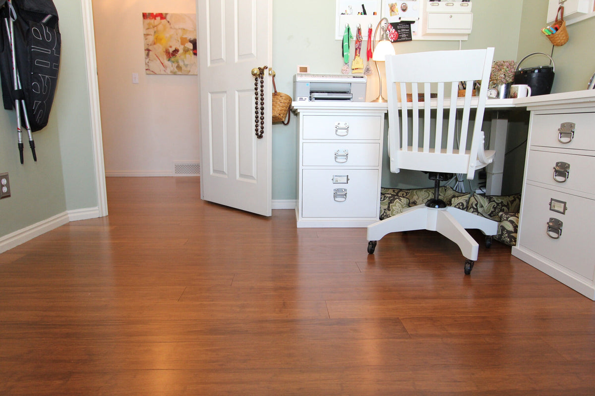Cali Bamboo Fossilized Prefinished Mocha Bamboo 9/16-in T x 5-in W Smooth/Traditional Solid Hardwood Flooring Sample