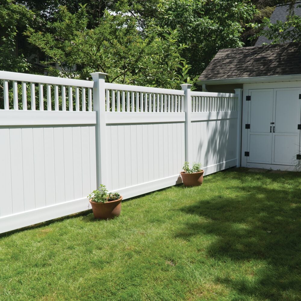 Freedom Portsmouth 9-ft H x 5-in W White Vinyl Line Fence Post (Assembled)