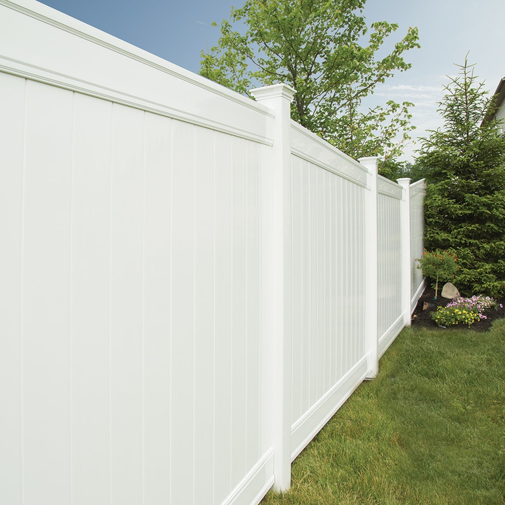 Freedom Emblem 6-ft H x 8-ft W White Privacy Vinyl Flat-top Fence Panel (Unassembled)