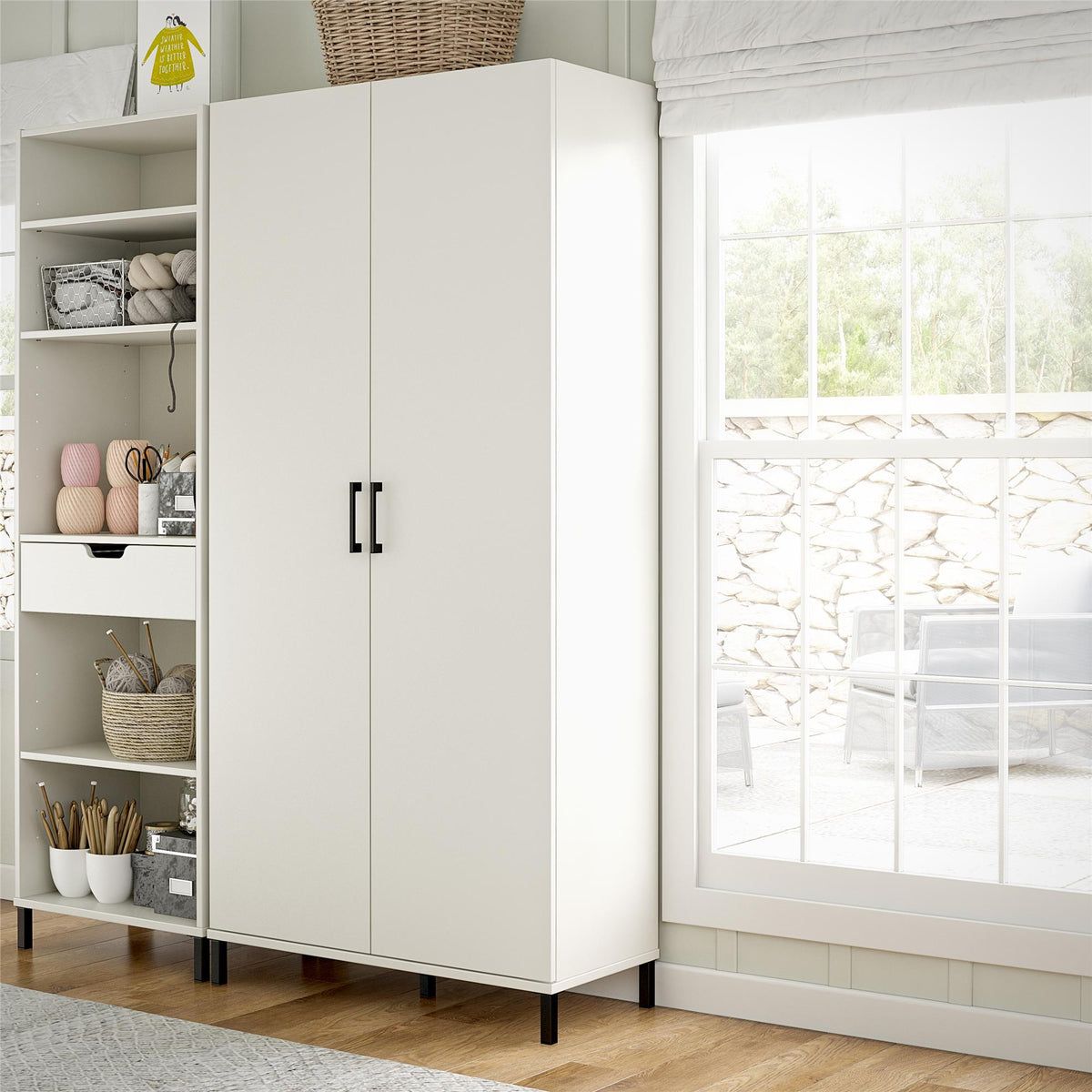 Ameriwood Home Versa 23.7-in W x 75.2-in H Particleboard White Freestanding Utility Storage Cabinet