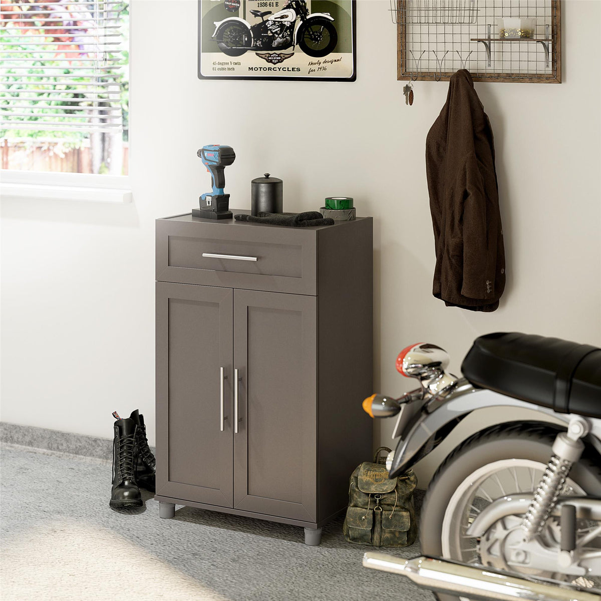 Ameriwood Home Camberly 23.46-in W x 39.2-in H Particleboard Graphite Grey Freestanding Utility Storage Cabinet