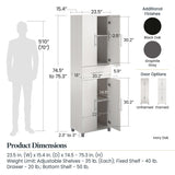 Ameriwood Home Camberly 23.46-in W x 75.25-in H Wood Composite Graphite Grey/Graphite Grey Freestanding Utility Storage Cabinet