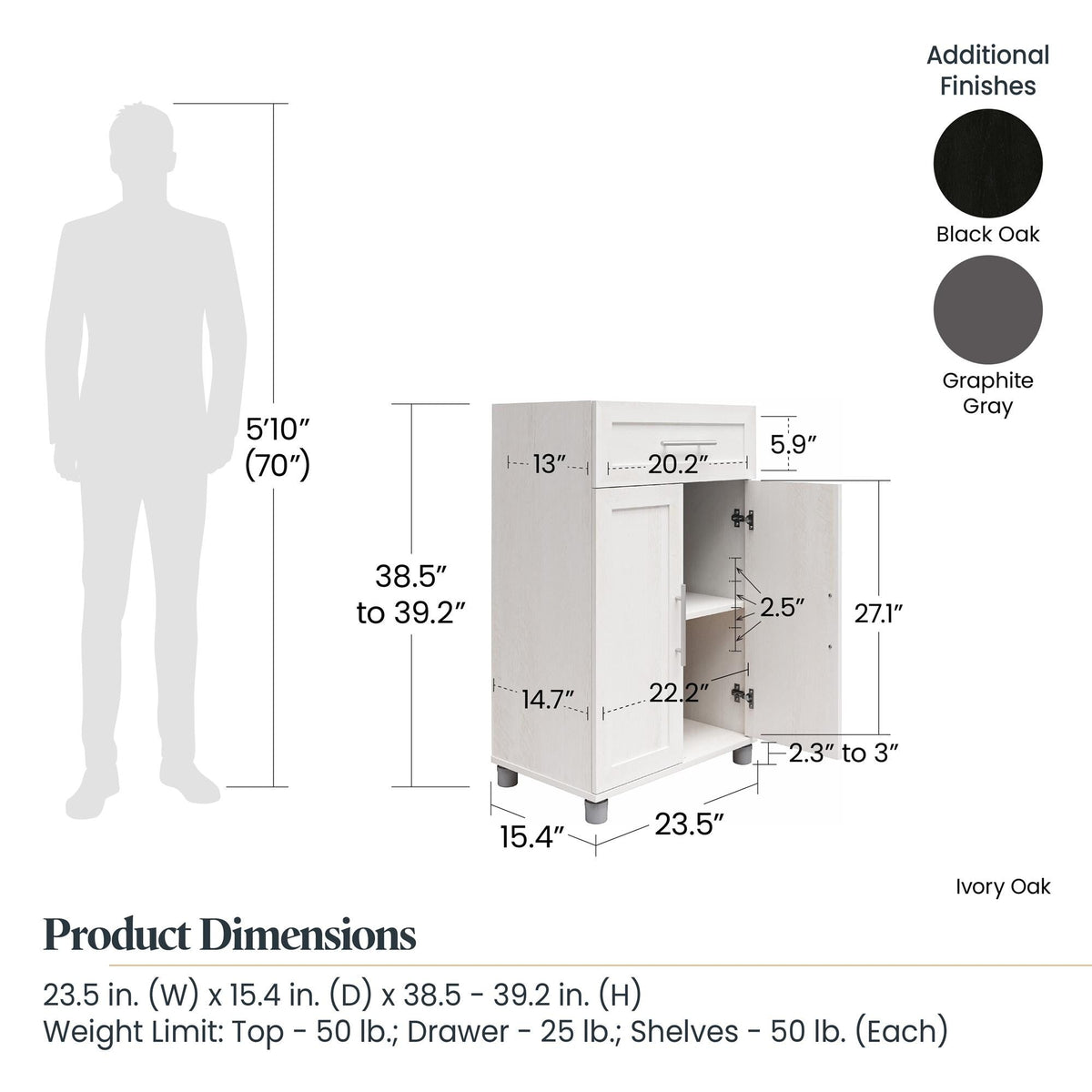 Ameriwood Home Camberly 23.46-in W x 39.2-in H Particleboard Graphite Grey Freestanding Utility Storage Cabinet