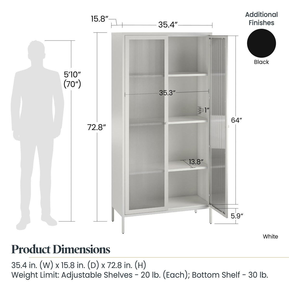Ameriwood Home Ashbury Heights 35.38-in W x 72.83-in H Steel Black Freestanding Utility Storage Cabinet