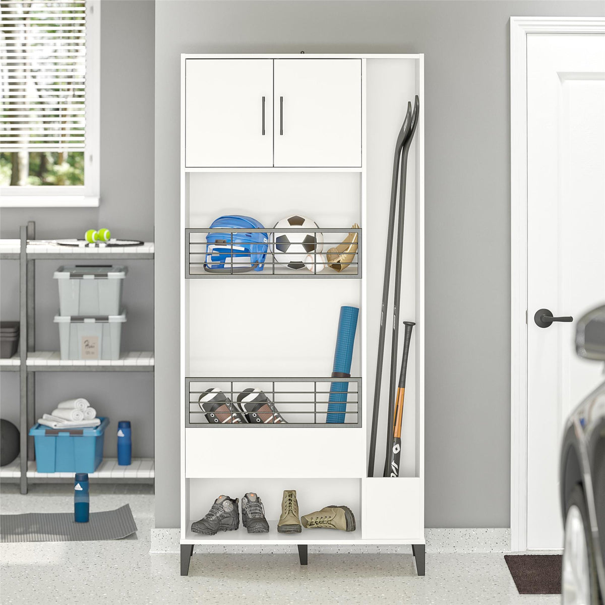 Ameriwood Home Amplus 35.67-in W x 76.65-in H Particleboard White Stipple Freestanding Utility Storage Cabinet