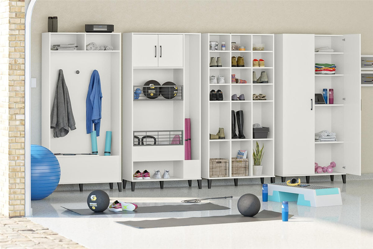Ameriwood Home Amplus 35.67-in W x 76.65-in H Particleboard White Stipple Freestanding Utility Storage Cabinet
