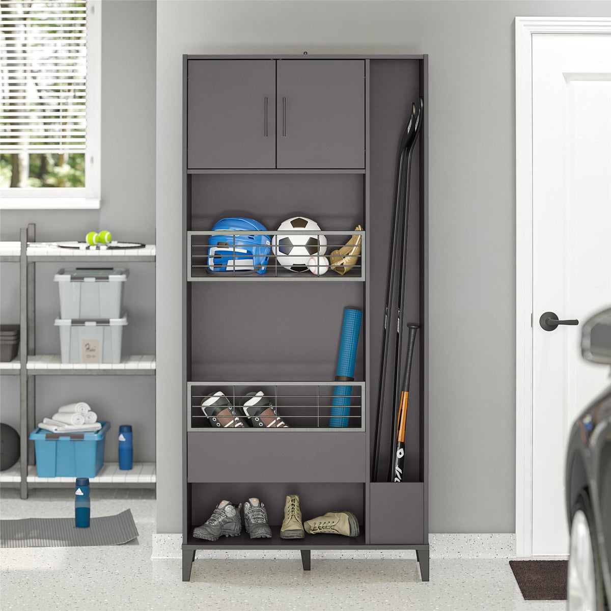 Ameriwood Home Amplus 35.67-in W x 76.65-in H Particleboard Graphite Freestanding Utility Storage Cabinet