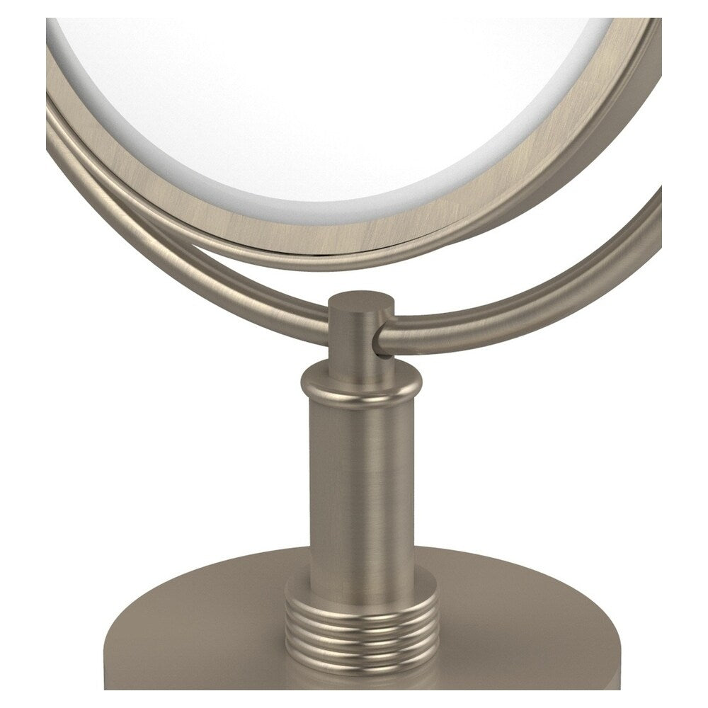 Allied Brass 8-in x 15-in Antique Pewter Double-Sided 2X Magnifying Countertop Vanity Mirror