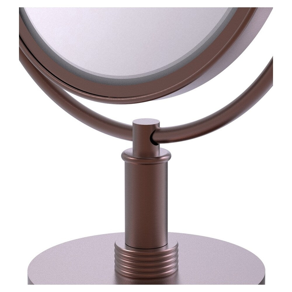 Allied Brass 8-in x 15-in Antique Copper Double-Sided 5X Magnifying Countertop Vanity Mirror