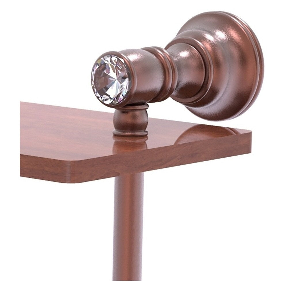Allied Brass Carolina Crystal Antique Copper 2-Tier Brass Wall Mount Bathroom Shelf, 16 x 9.2 x 5 in